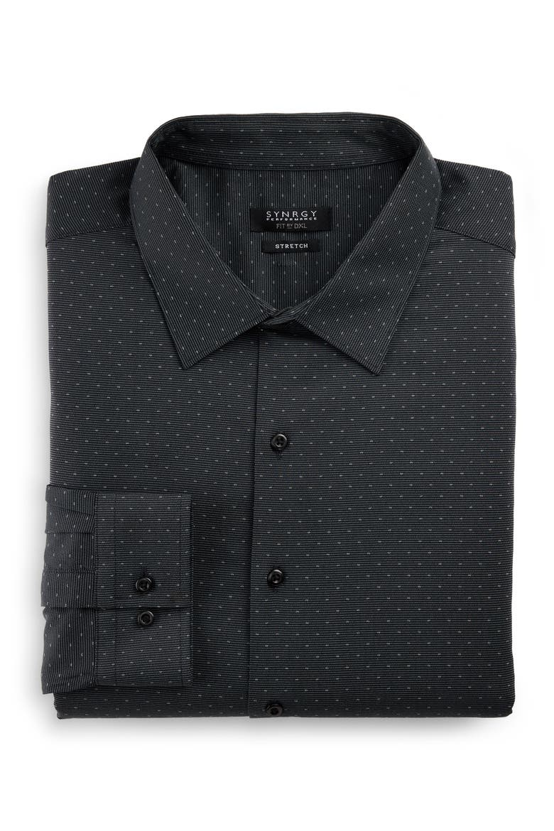 Big & Tall Performance Dress Shirt V2, Alternate, color, BLACK