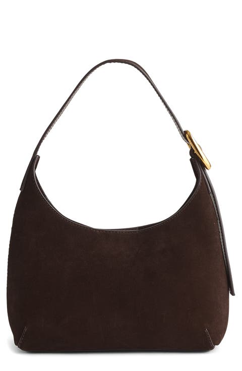 The Sculptural Buckle Suede Shoulder Bag
