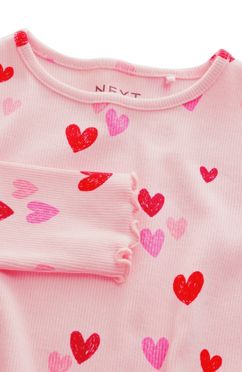 NEXT Kids' Heart Graphic Ribbed T-Shirt, Alternate, color, Pink