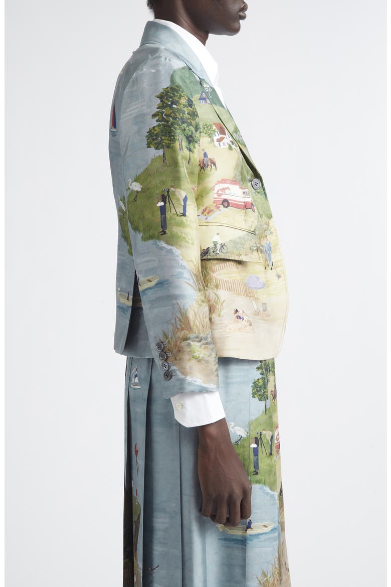 Country Scene Print Silk Sport Coat, Alternate, color, SEASONAL MULTI