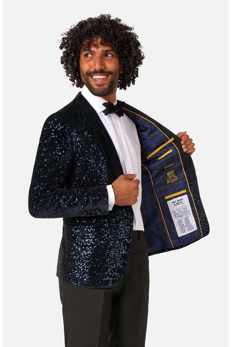 Navy Sequin Dinner Jacket, Alternate, color, BLUE