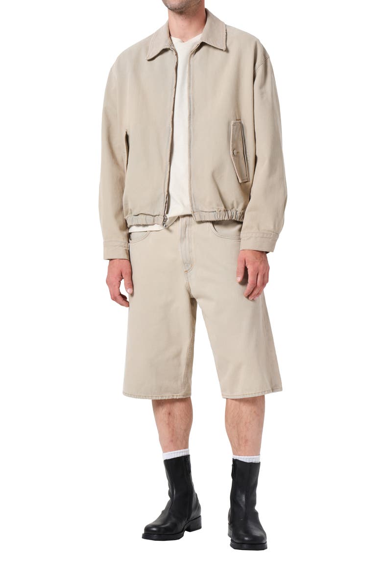 Fusion Slouchy Denim Skater Shorts, Alternate, color, BURNISHED KHAKI MD KHAKI WSH