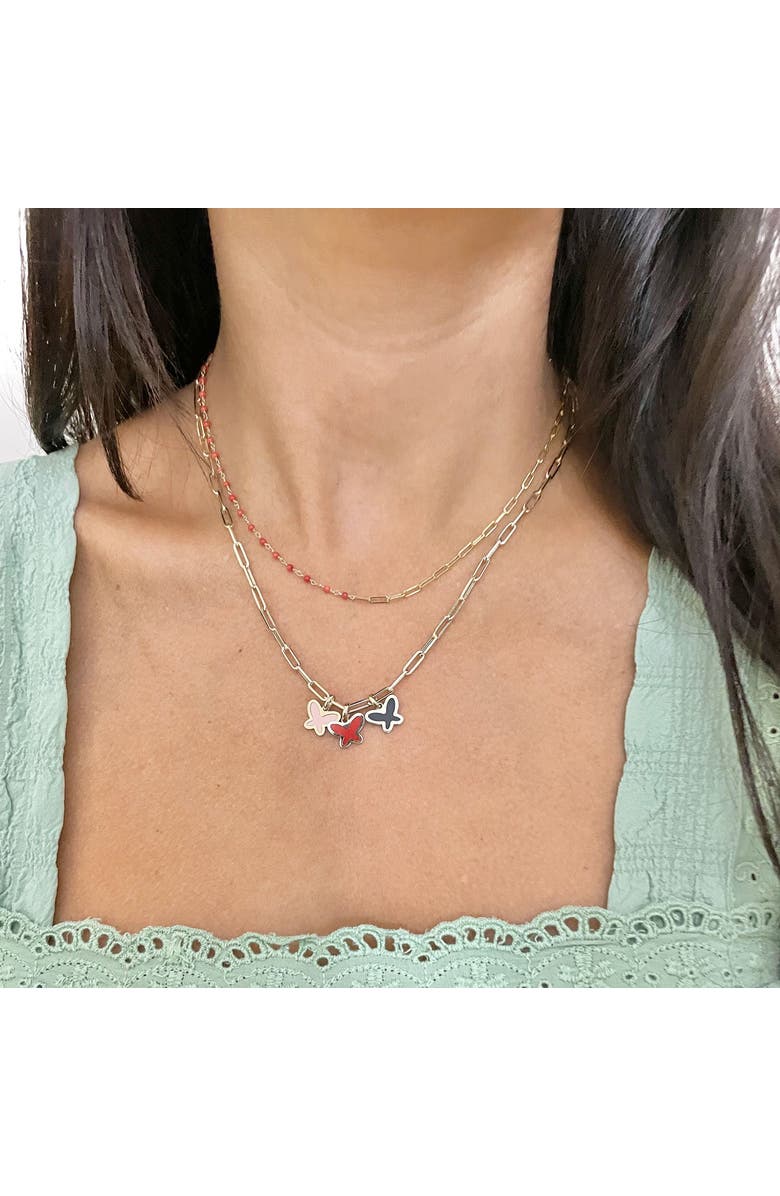 The Lovery Fine Jewelry Onyx Butterfly Charm, Alternate, color, Onyx