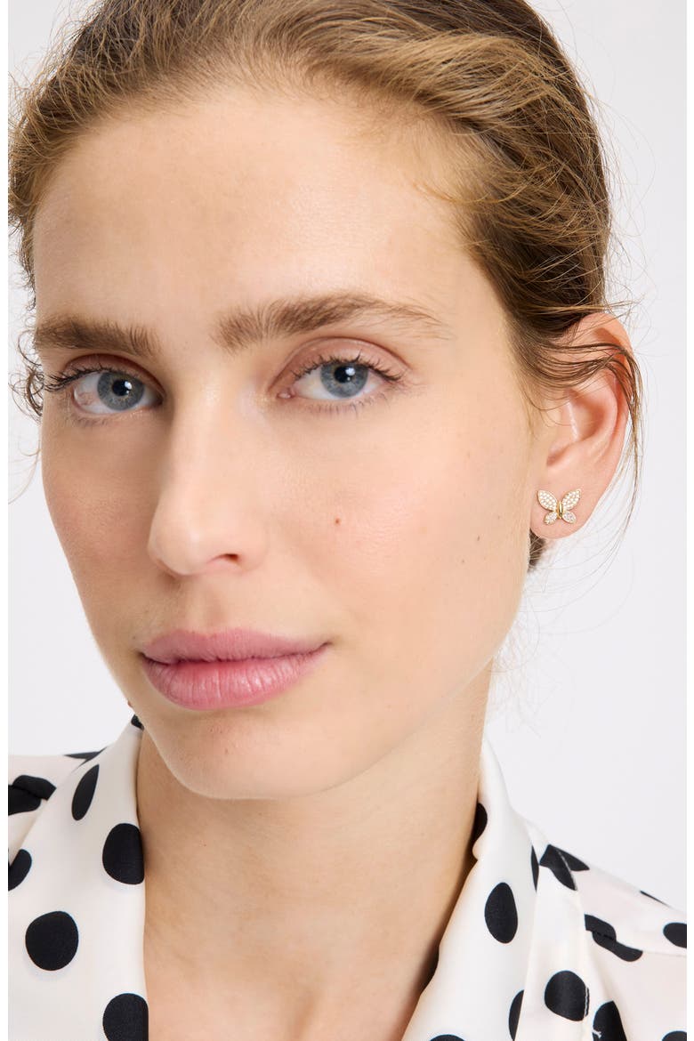 manifest pavé butterfly stud earrings, Alternate, color, CLEAR/ GOLD