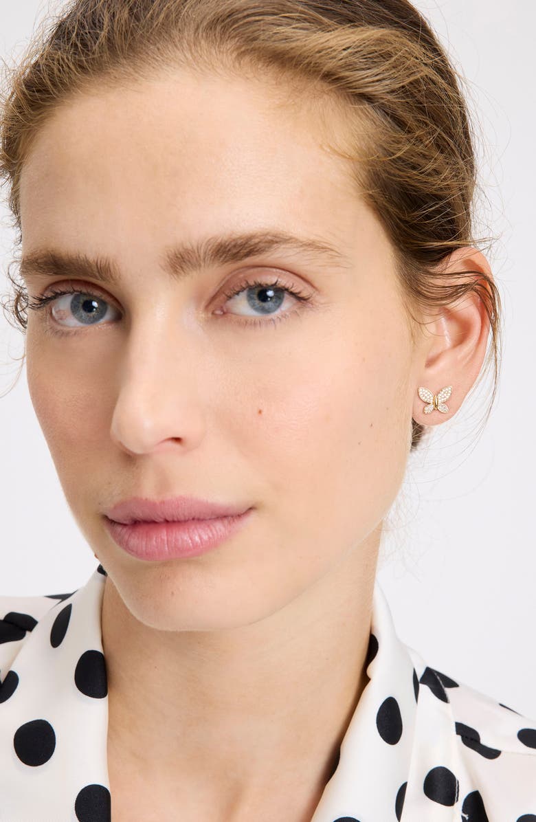 Kate Spade New York manifest pavé butterfly stud earrings, Alternate, color, Clear/ Gold