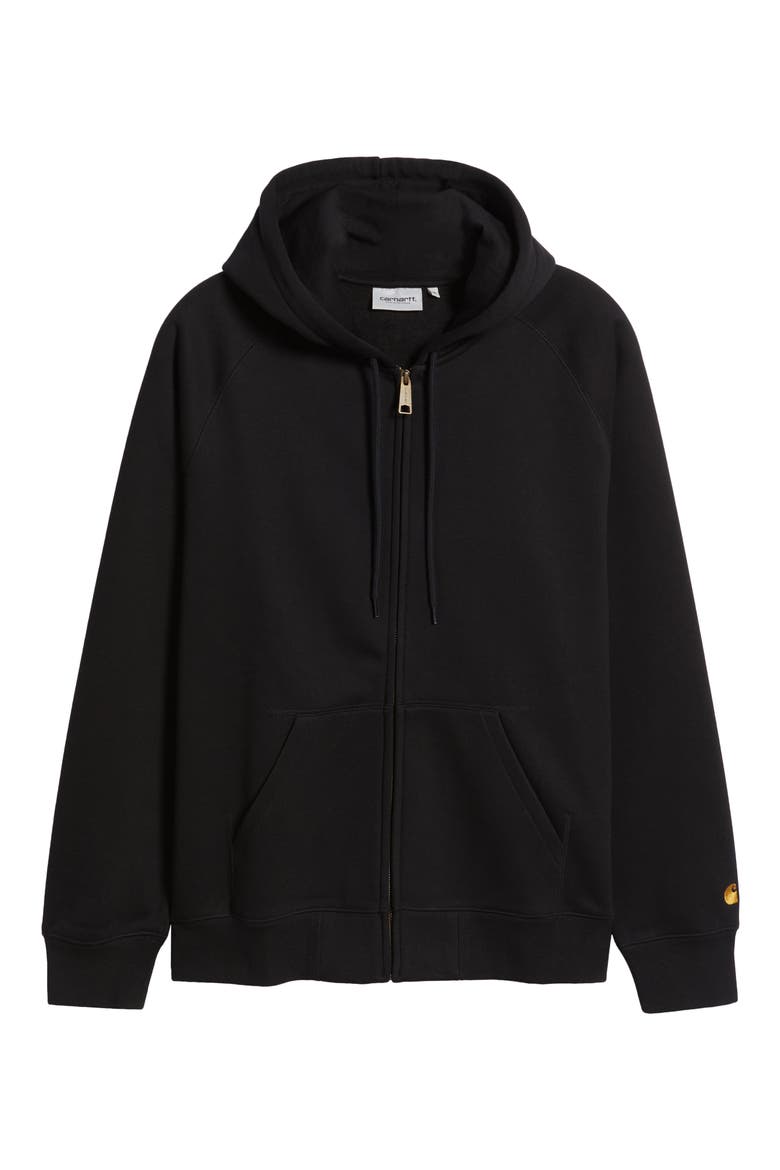 Chase Cotton Blend Zip-Up Hoodie, Alternate, color, BLACK / GOLD