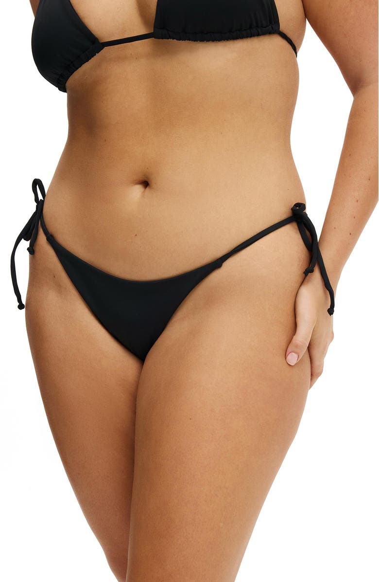 COTTON ON BODY Women's String Tie Side Brazilian Bikini Bottom, Alternate, color, Black