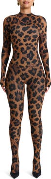Naked Wardrobe Animal Print Closed Toe Jumpsuit