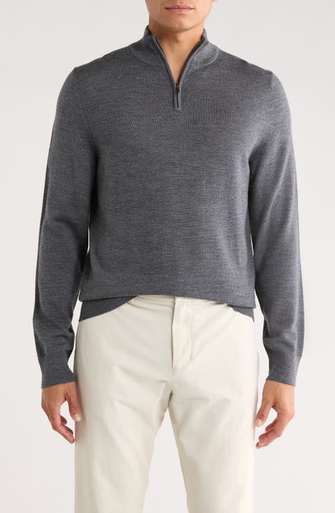Washable Merino Wool Quarter Zip Sweater