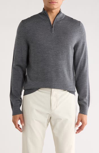 Nordstrom Merino Wool Quarter Zip Sweater In Gray