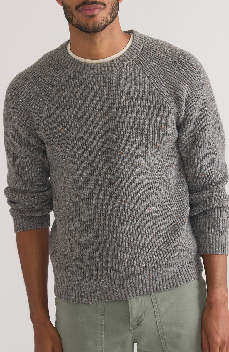 Marine Layer Inverness Crewneck Nep Cotton Blend Sweater, Alternate, color, Mid Grey