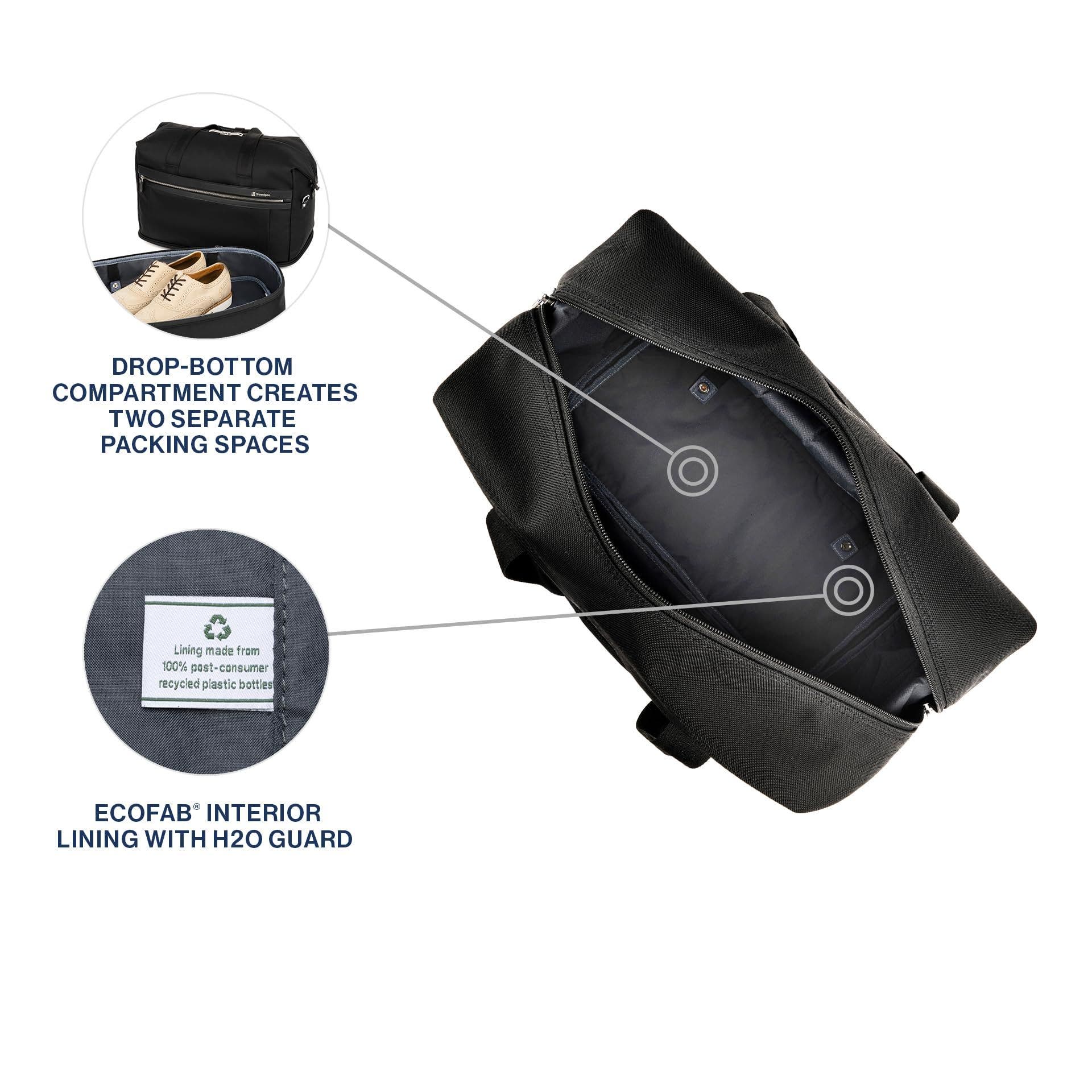 TRAVELPRO Platinum Elite Carry on Soft Travel Drop-Bottom Weekender Bag, Alternate, color, Black