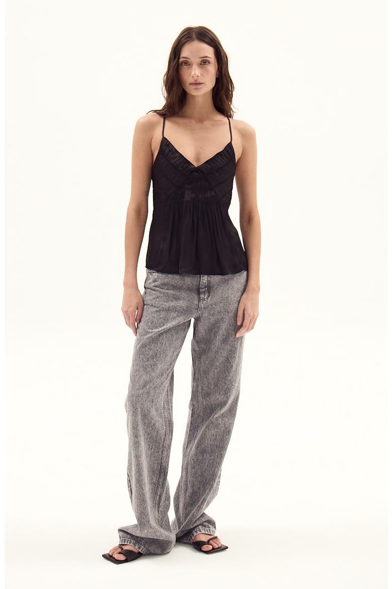 Flores Satin Camisole, Alternate, color, BLACK