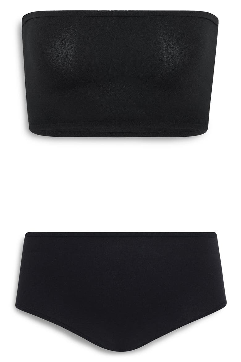 Second Skin Bandeau Bra & Boyshorts Lingerie Set, Main, color, NOIR ALAIA