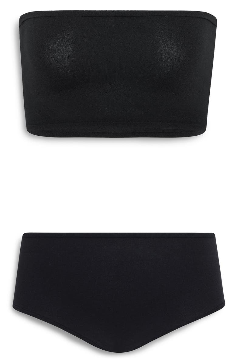 Alaïa Second Skin Bandeau Bra & Boyshorts Lingerie Set, Main, color, Noir Alaia