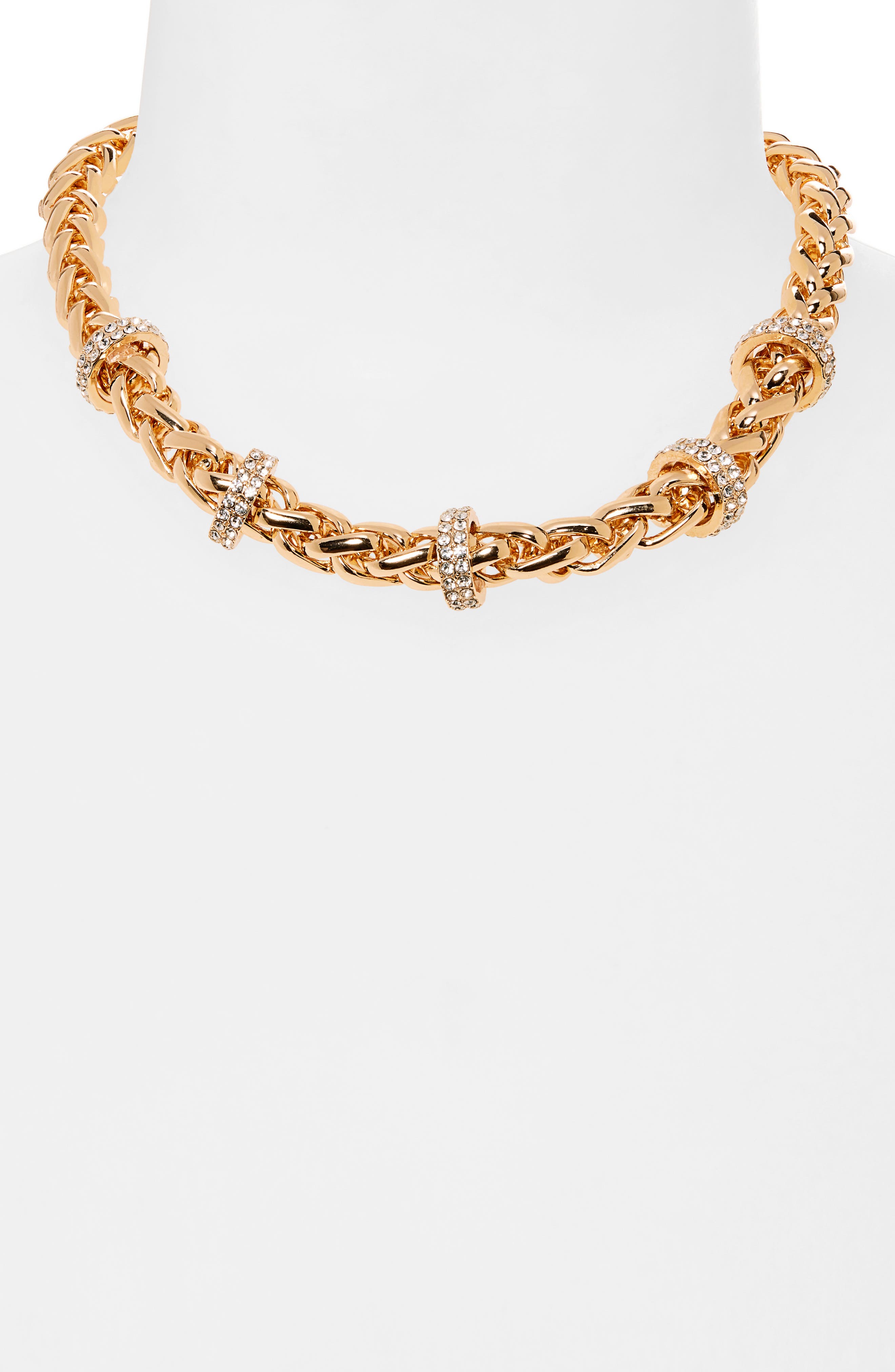 Open Edit Pavé Station Omega Chain Collar Necklace (Women) | Nordstromrack