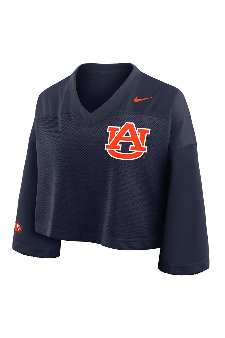 Women's Nike Navy Auburn Tigers Cropped Mesh Fashion Jersey, Alternate, color, Navy