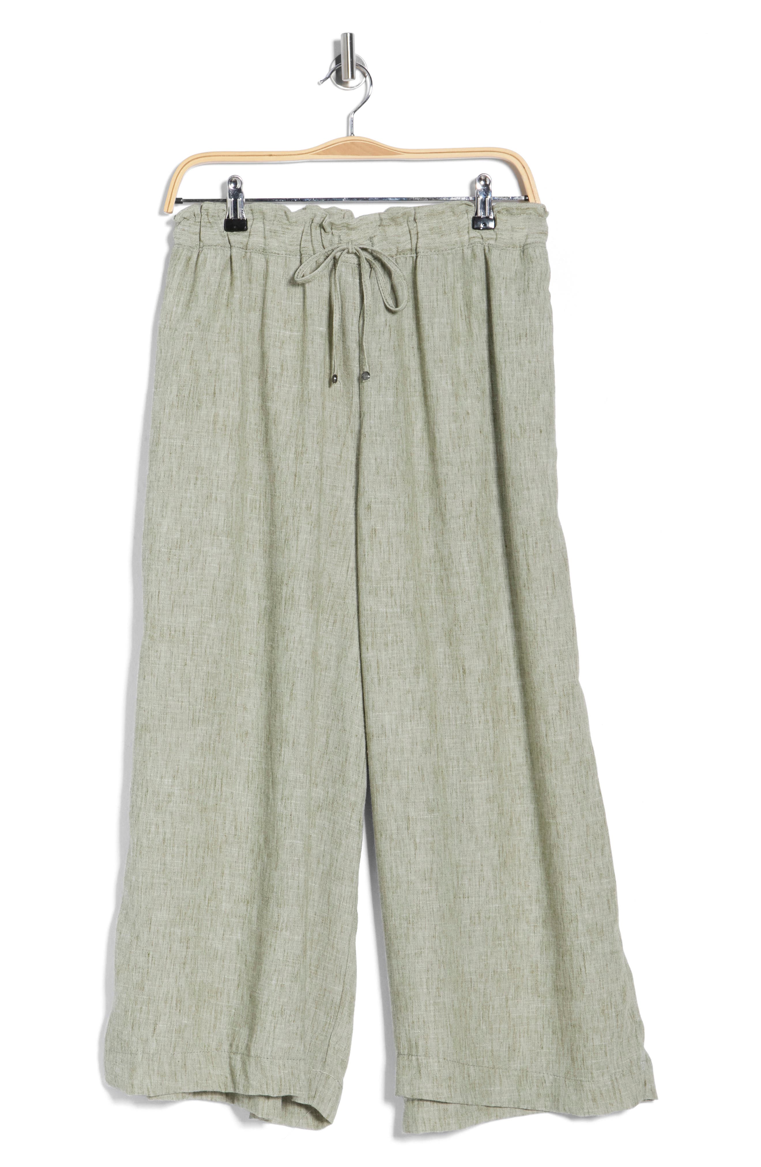 MAX STUDIO Drawstring Waist Crop Wide Leg Pants