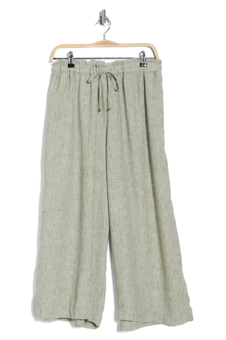 Drawstring Waist Crop Wide Leg Pants, Alternate, color, SAGE