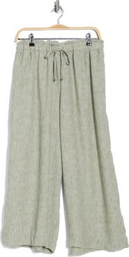 MAX STUDIO Drawstring Waist Crop Wide Leg Pants