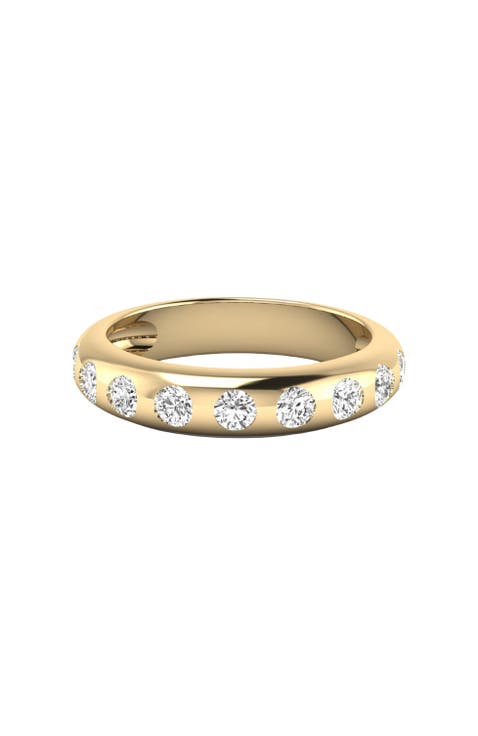 Round Inlay Domed Lab Diamond Band in 14K