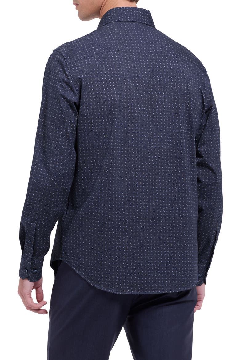 Devon OoohCotton® Geo Print Button-Up Shirt, Alternate, color, NIGHT BLUE