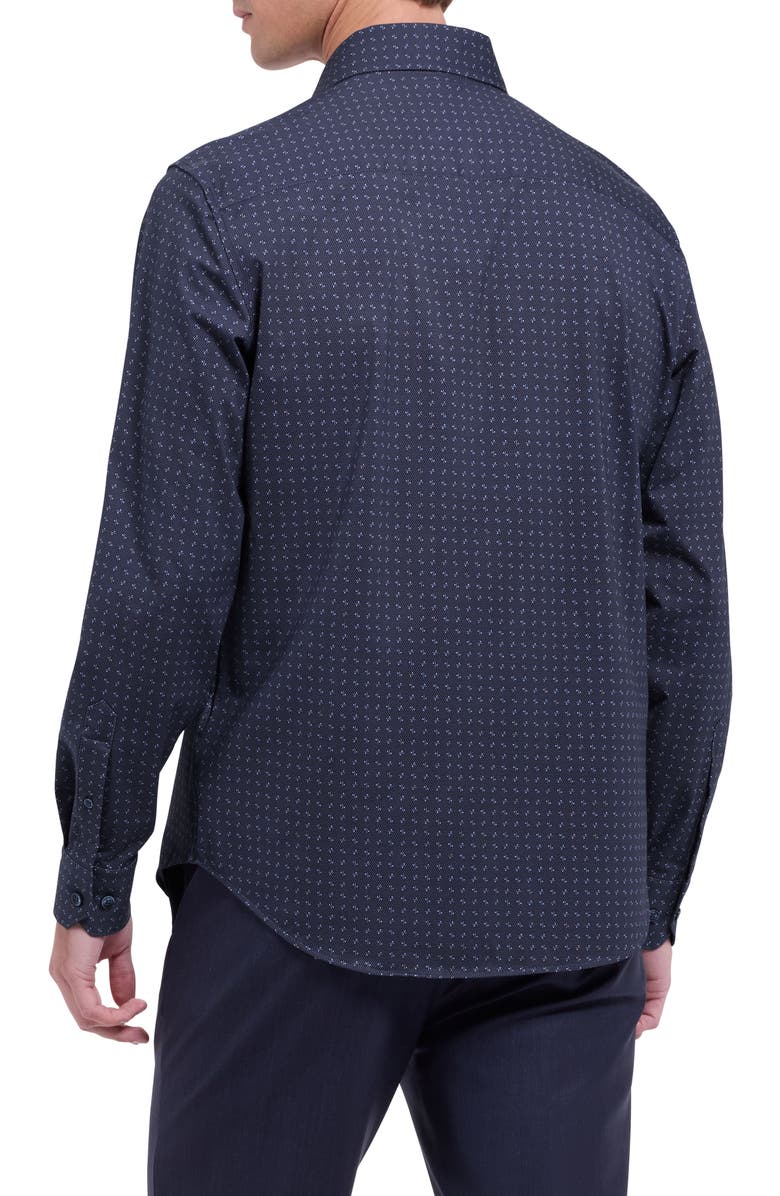Bugatchi Devon OoohCotton<sup>®</sup> Geo Print Button-Up Shirt, Alternate, color, Night Blue