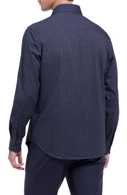 Bugatchi Devon Ooohcotton® Geo Print Button-up Shirt In Blue