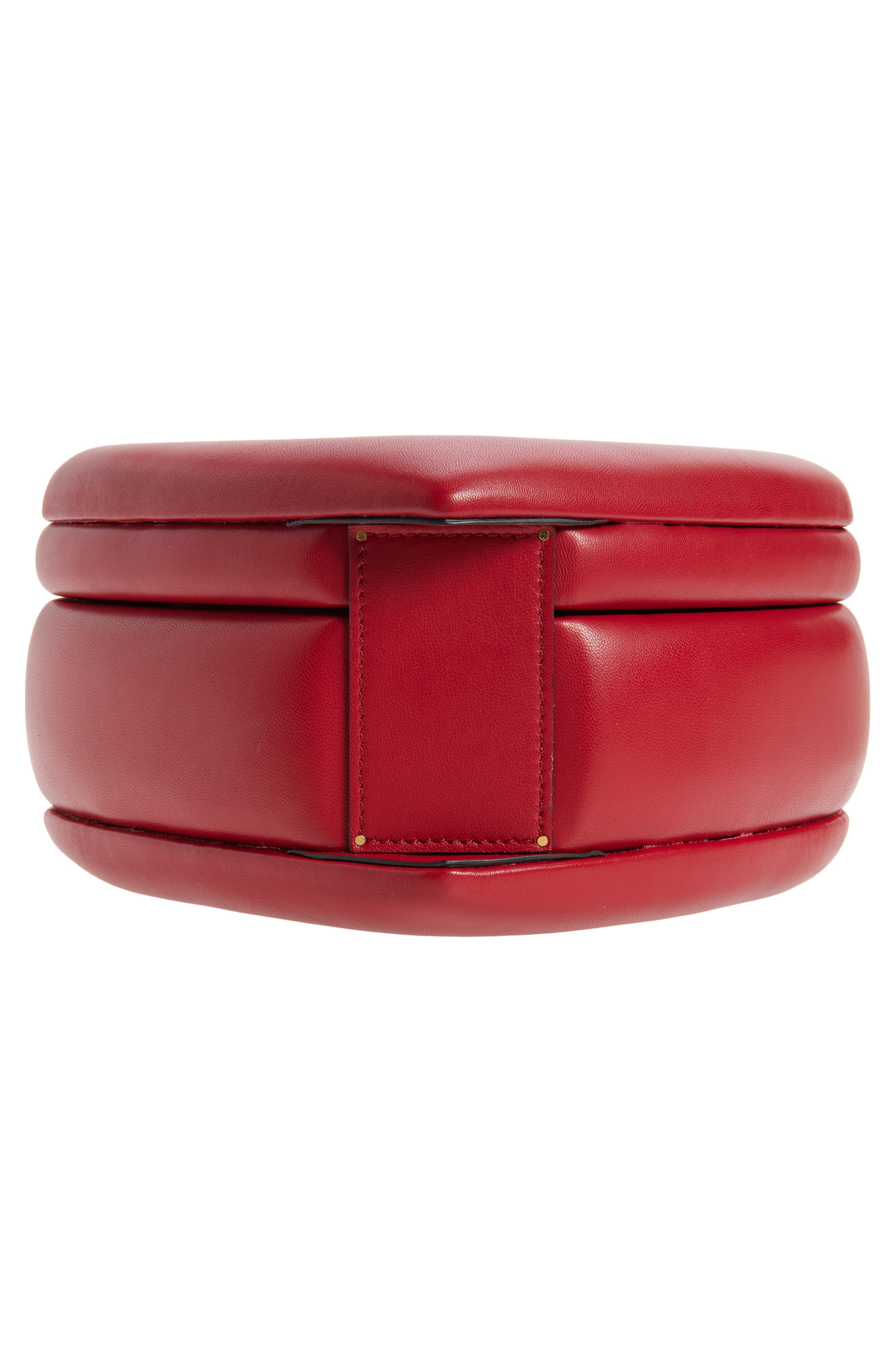 Moschino Love Me Logo Strap Leather Crossbody Bag, Alternate, color, Red 500 Oa0