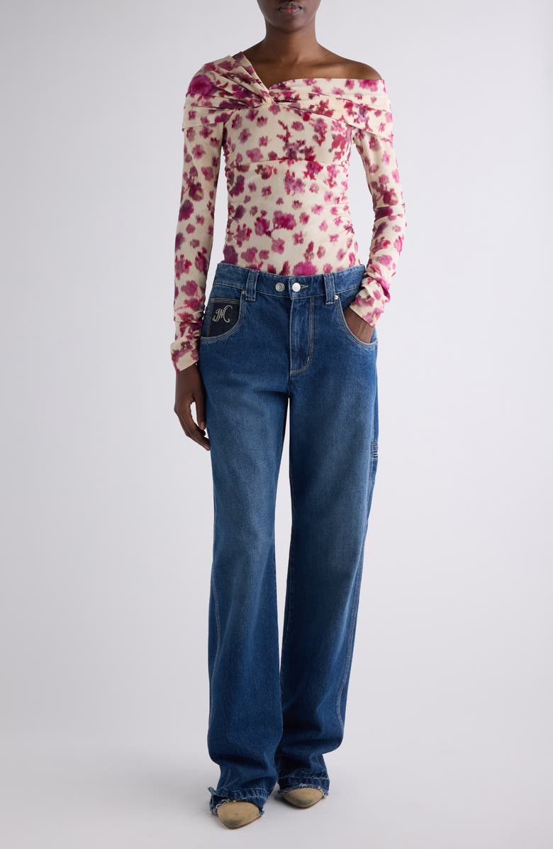 Isabel Marant Danka Long Sleeve Stretch Silk Top, Alternate, color, Pink