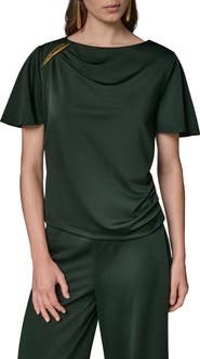 Donna Karan New York Ruched Side Short Sleeve Shirt