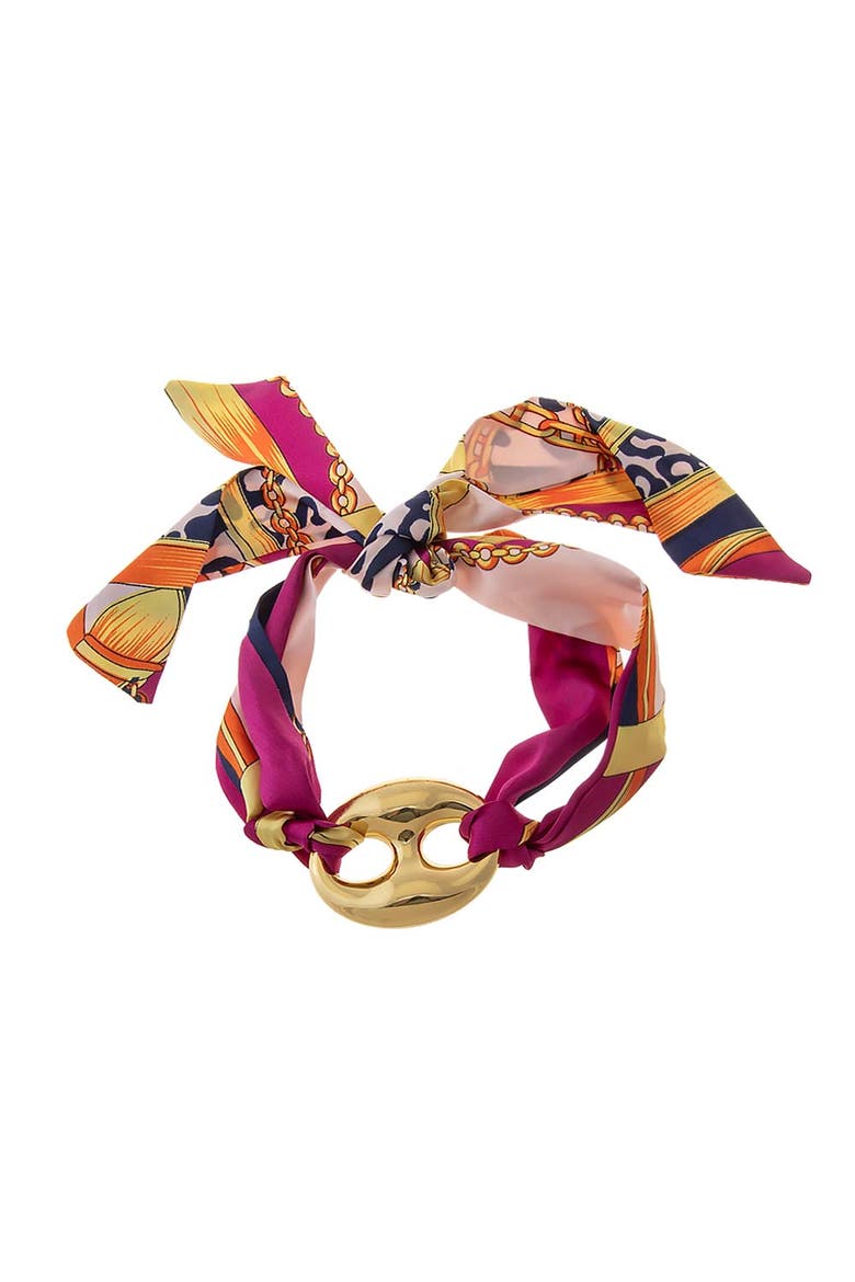 Gold Mariner Vibrant Scarf Chain Necklace, Main, color, Multi Color