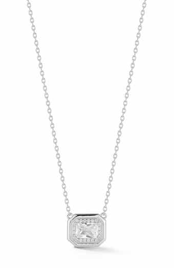 Emerald Cut Cubic Zirconia Pendant Necklace