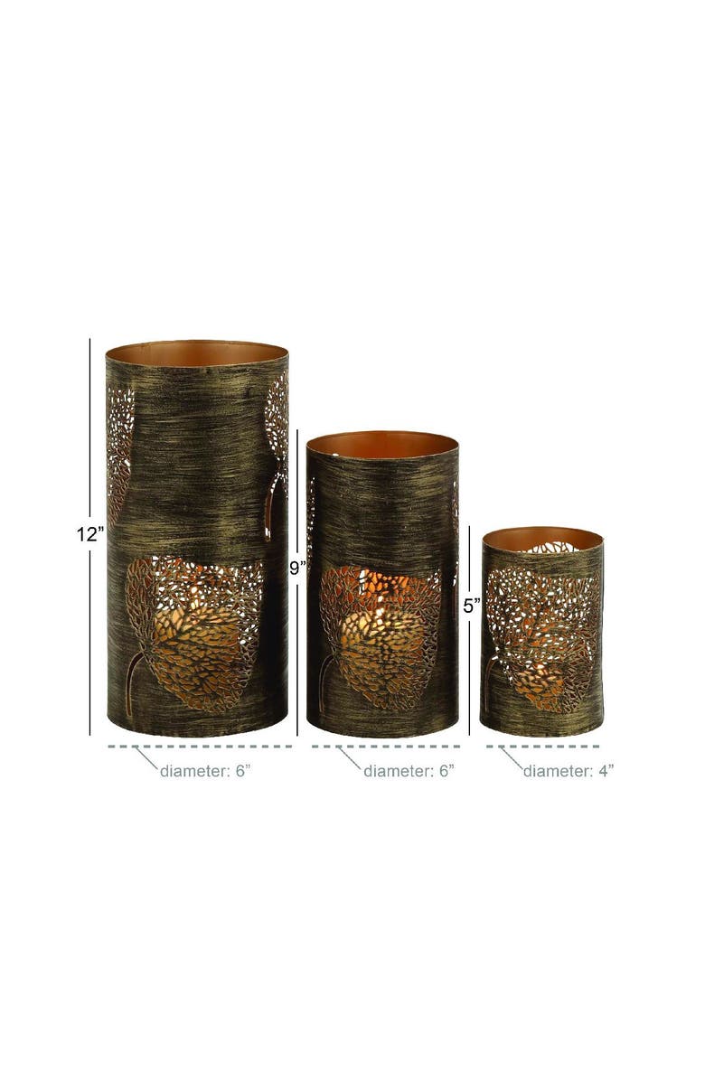 SONOMA SAGE HOME Bronze/Brass Contemporary Iron Candle Lanterns - Set of 3, Alternate, color, 