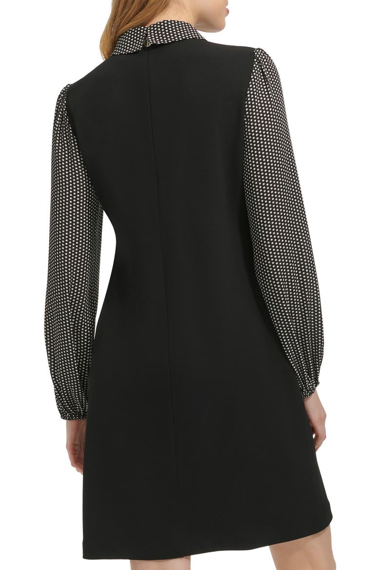 Polka Dot Long Sleeve Twofer Shift Dress, Alternate, color, BLACK/EGRET