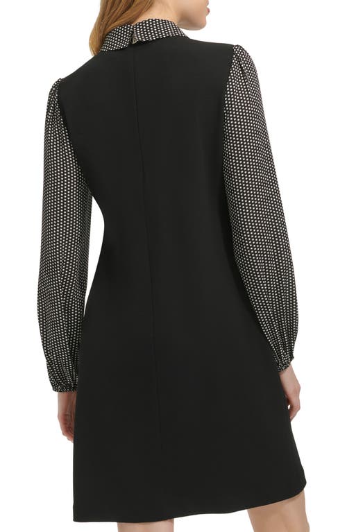 Tommy Hilfiger Polka Dot Long Sleeve Twofer Shift Dress In Black