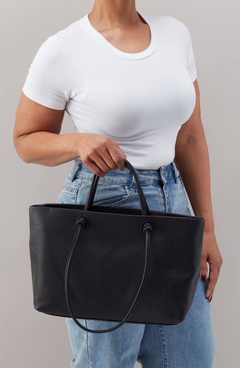 HOBO Softie Leather Tote, Alternate, color, Black