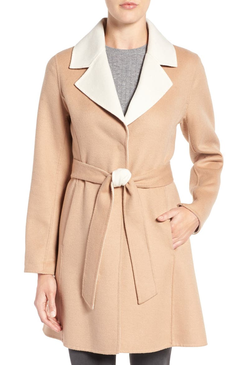 double face walking coat, Main, color, CAMEL/ CREAM