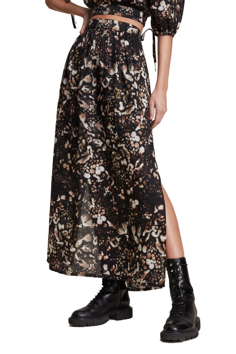 Asta Kettu Linen Blend Maxi Skirt, Main, color, BLACK