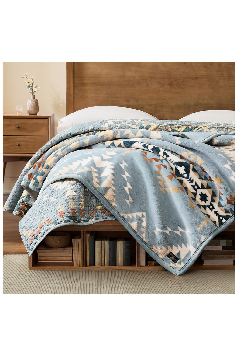 Bridge Creek Fleece Throw Blanket, Alternate, color, BLUE