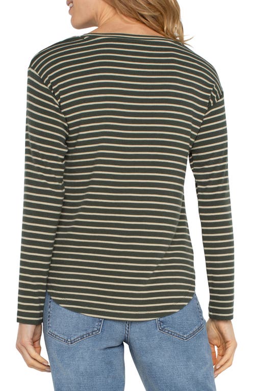 Liverpool Stripe Long Sleeve Knit Top In Green