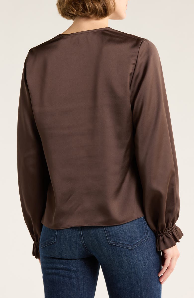 FRAME Slim V-Neck Blouse, Alternate, color, Chocolate Brown