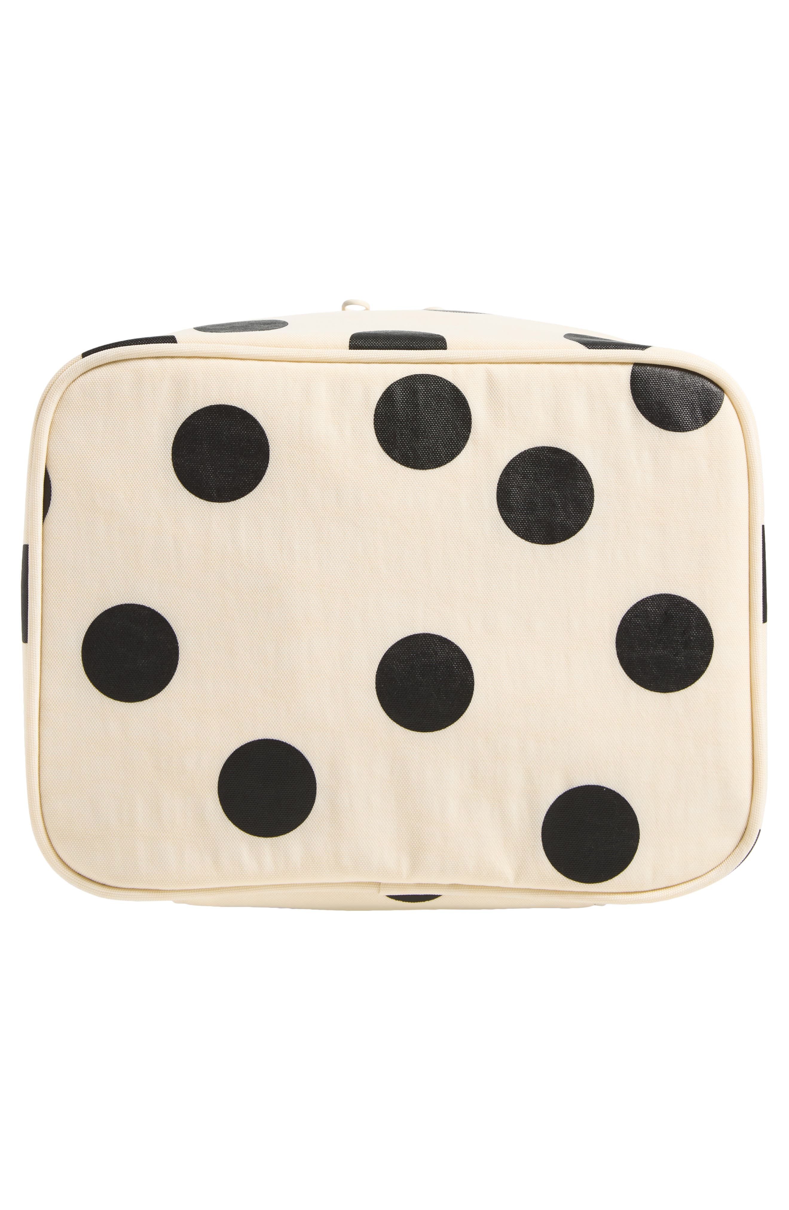 Large Cosmetic Case, Alternate, color, CREAM AND BLACK POLKA DOT