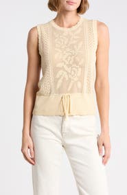 ELIE ELIE TAHARI Pointelle Stitch Sweater Tank