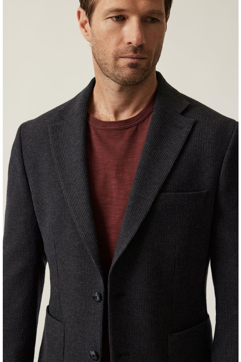 Matteo Slim Fit Dark Grey Rib Knit Blazer, Alternate, color, DARK GREY