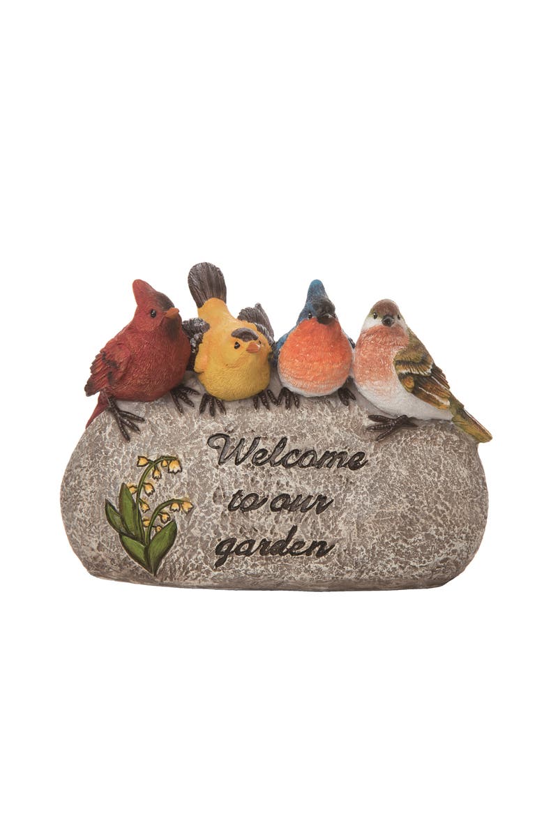 Transpac 8.75 Inch Gray Spring Welcoming Birds Rock Decor Polyresin Decorative Object for Spring Home Decor, Main, color, Gray