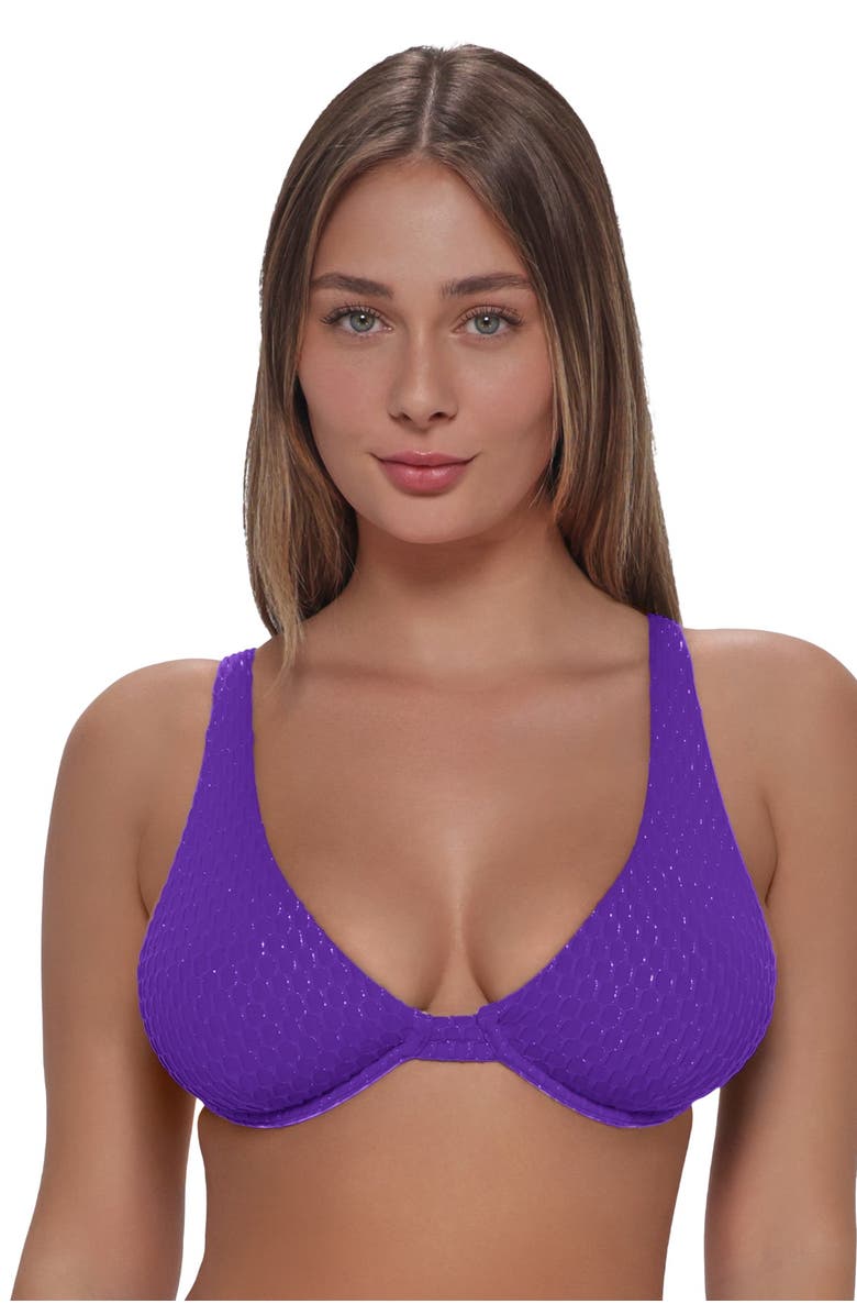 Pacifica by Sunsets Emery Underwire Bikini Swimsuit Top - D Cup, Alternate, color, Purple Gem Lurex
