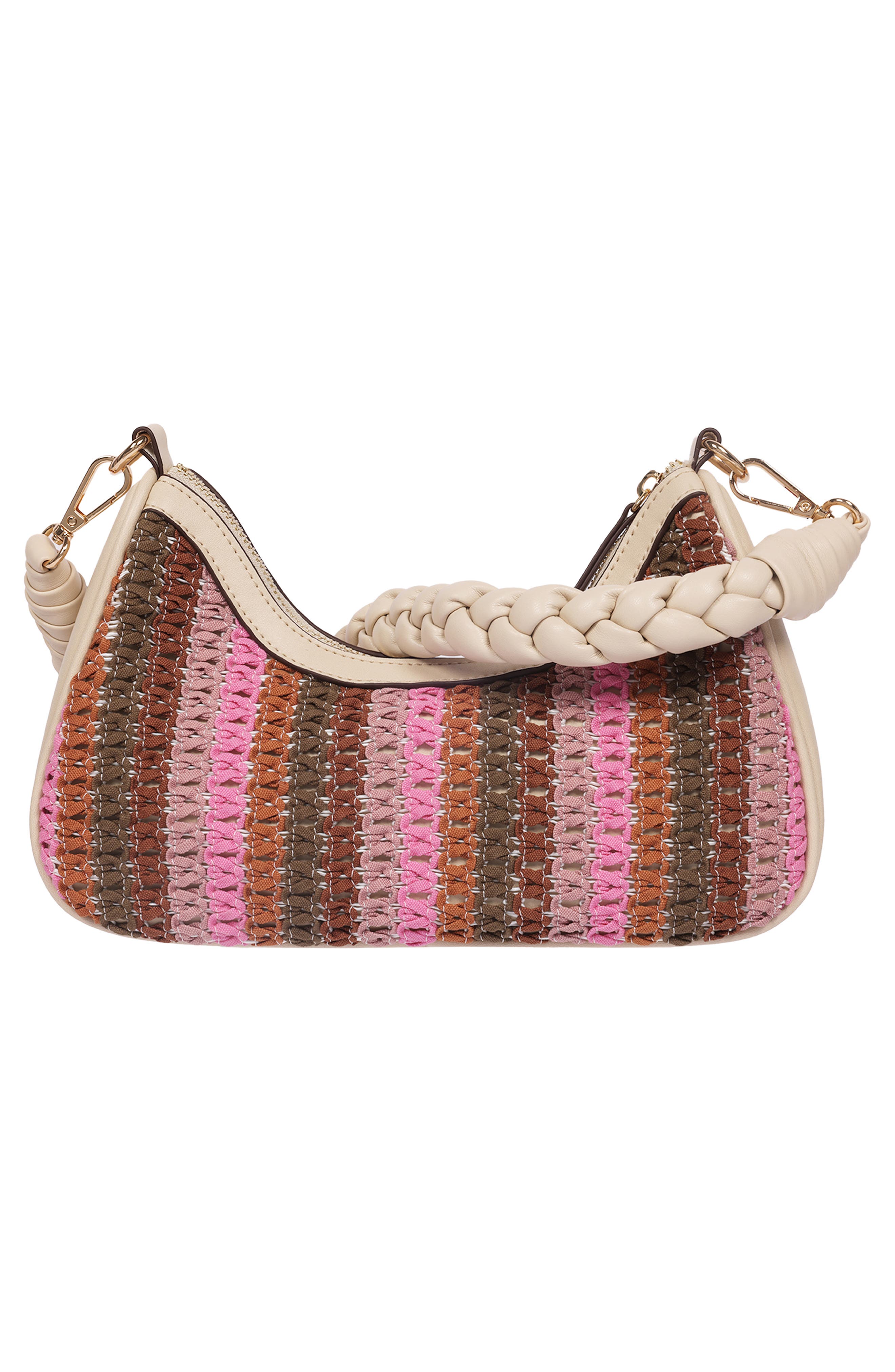 Tommy Bahama Woven Ribbon Zip Top Shoulder Bag, Alternate, color, Cream