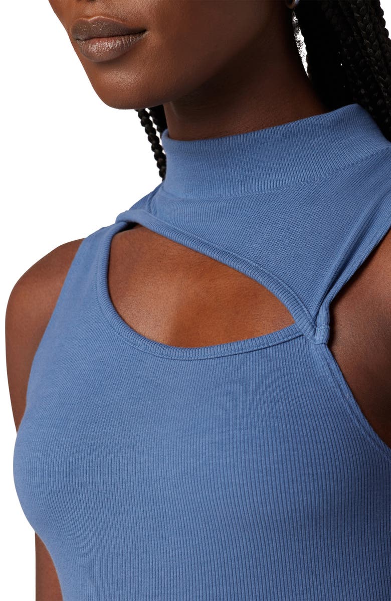 Hudson Jeans Mock Neck Cut Out Tank, Alternate, color, Moonlight Blue