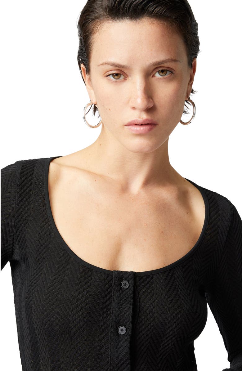 Missoni Tone-on-tone Cotton And Zigzag Viscose Cardigan, Alternate, color, Black